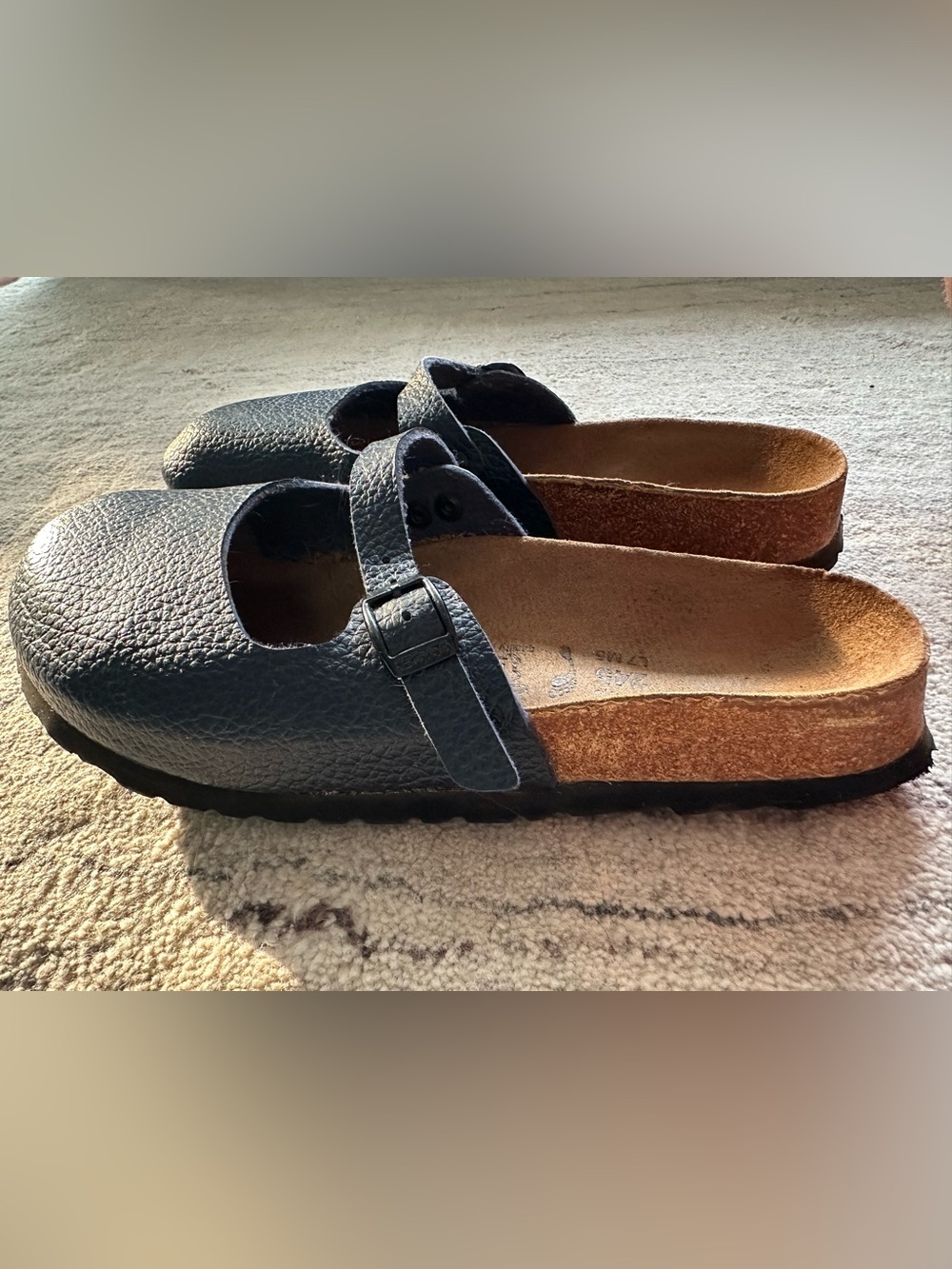 Birkenstock Women’s Navy Blue Leather Mary Jane clogs w Buckle size 38 (7.5 us) - Picture 7 of 11